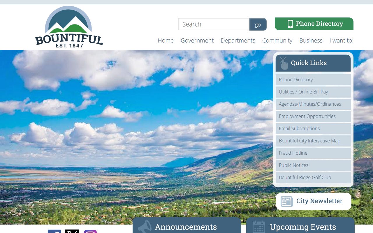 Bountiful city government website for marriage license records