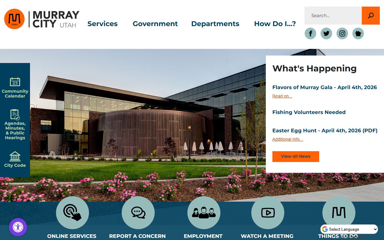 Murray city government website for Marriage License records