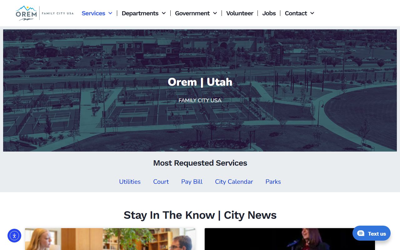 Orem city government website for Marriage License records