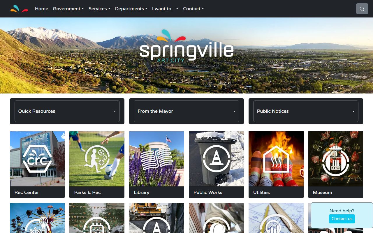 Springville city government page used for marriage license research