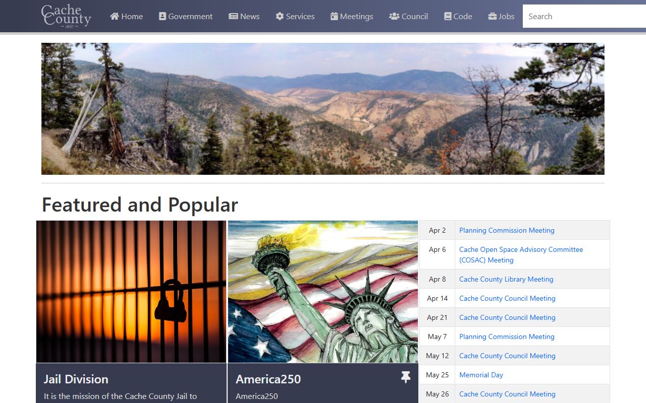 Cache County Clerk homepage for marriage license records