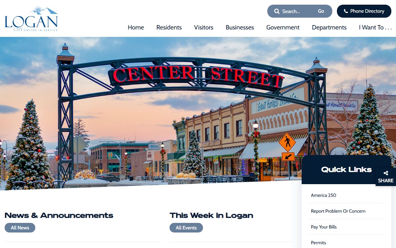Logan city website for Cache County marriage license records
