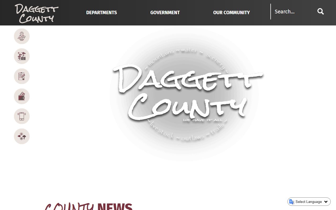 Daggett County homepage for marriage license records
