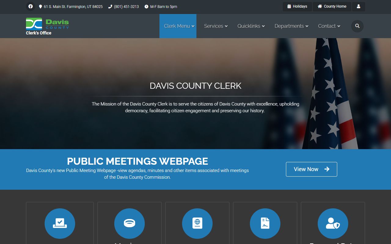 Davis County Clerk page for marriage license records