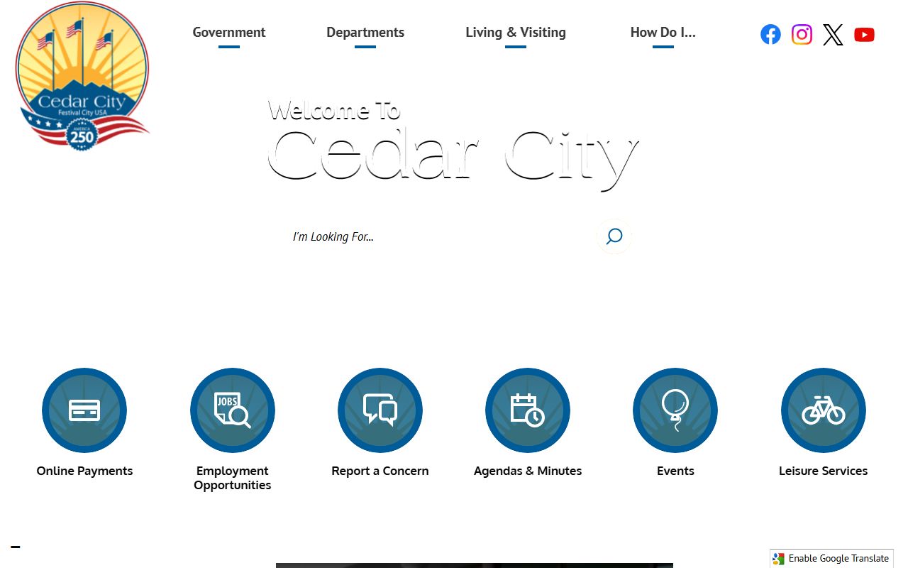 Cedar City website used for Iron County marriage license context