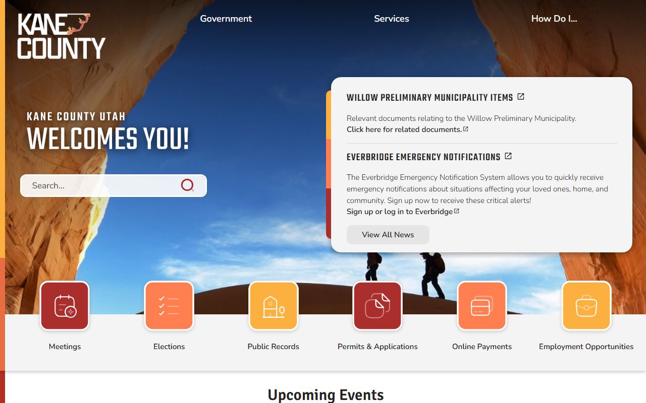 Kane County homepage for Marriage License records