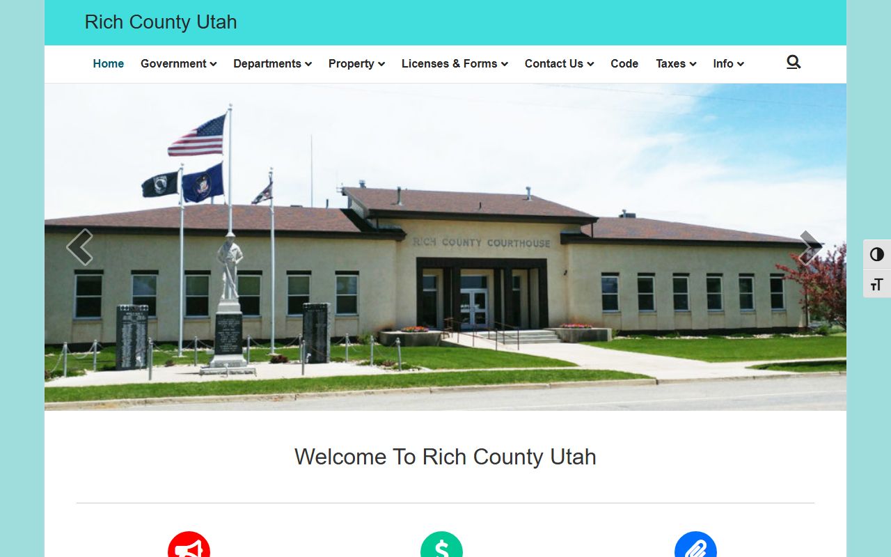 Rich County homepage for marriage license records