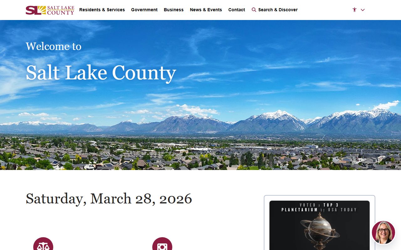 Salt Lake County Marriage License records on the county homepage