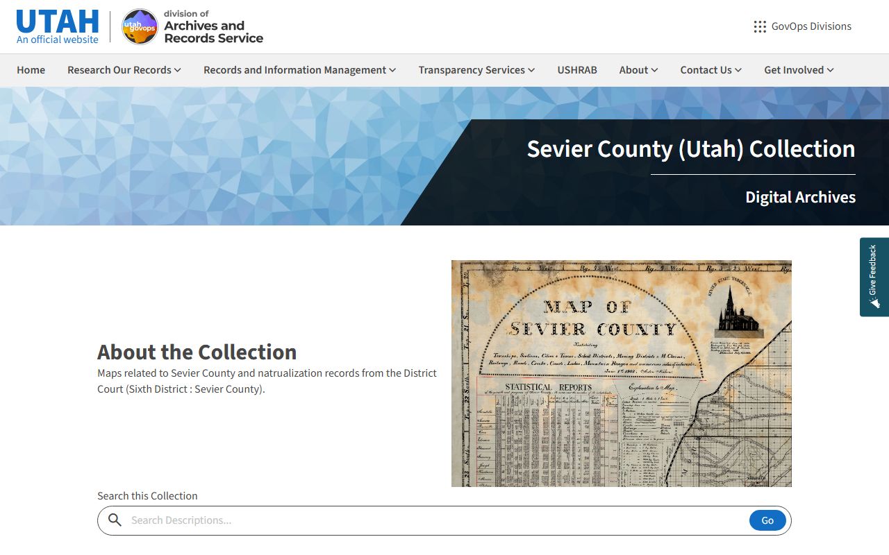 Sevier County state archives view for marriage license records