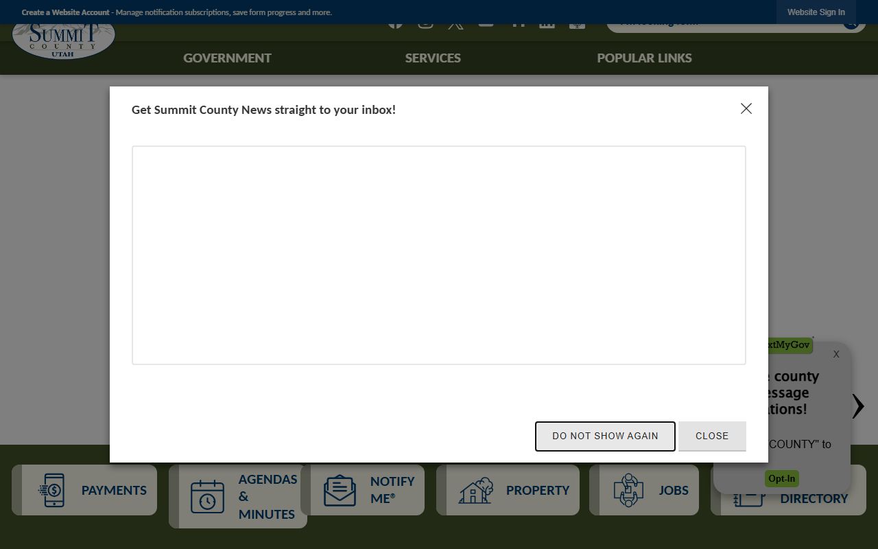 Summit County homepage for marriage license records