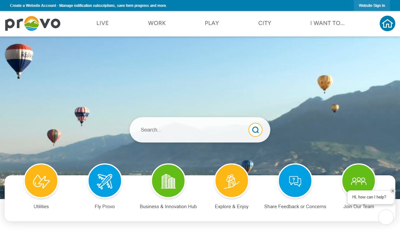 Provo city website used for Utah County marriage license research