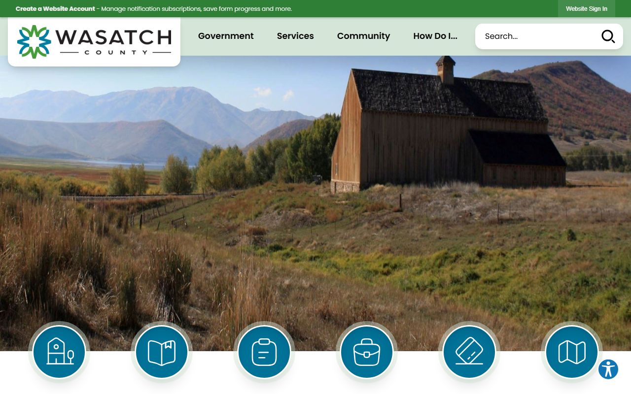 Wasatch County homepage for marriage license records