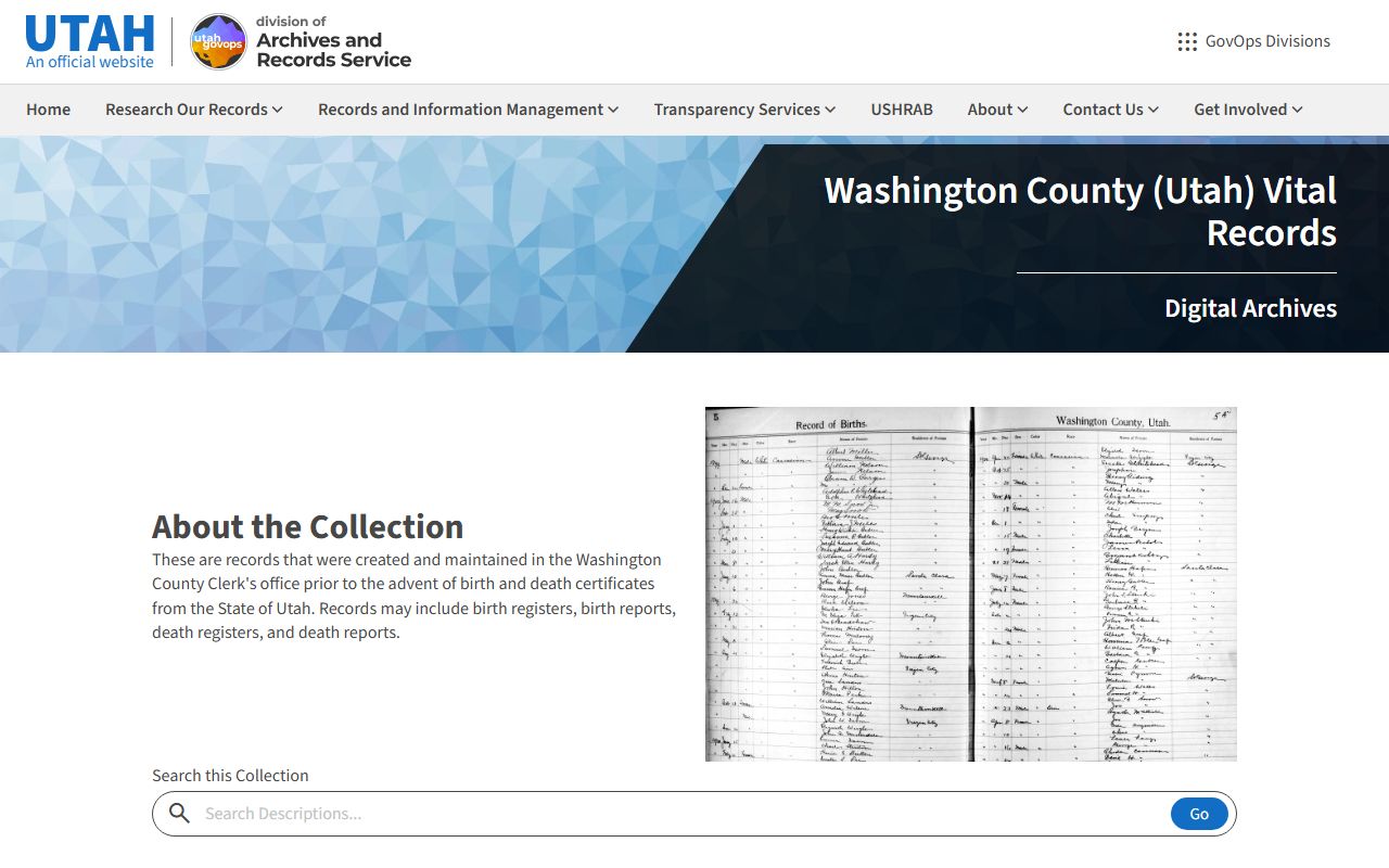 Washington County Marriage License research on the State Archives page